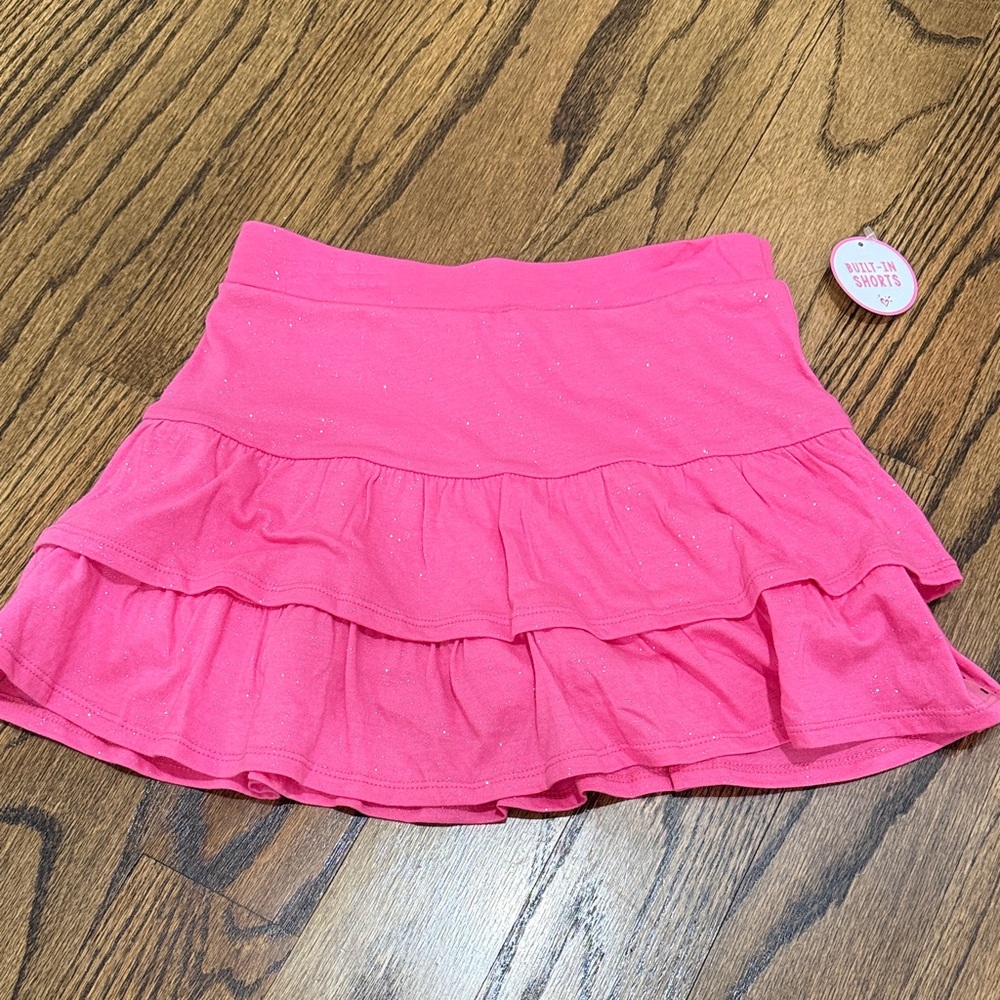 Justice Pink Sparkle Ruffle Skirt - Size 8 - Built in Shorts - Picture 3 of 5